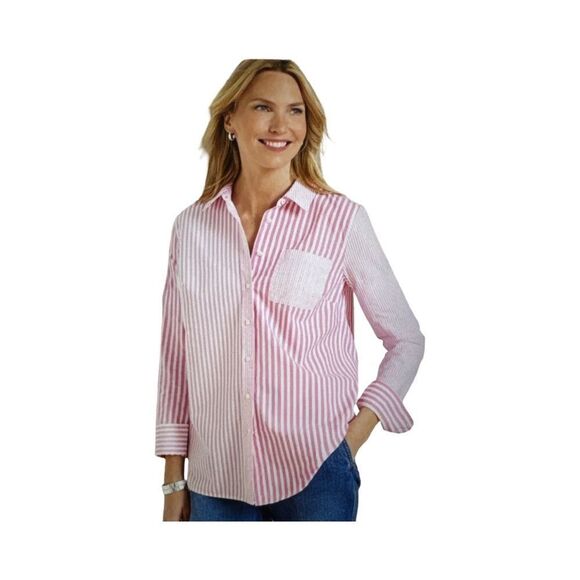 TALBOTS MODERN CLASSIC SHIRT- MIXED STRIPE - Picture 1 of 7
